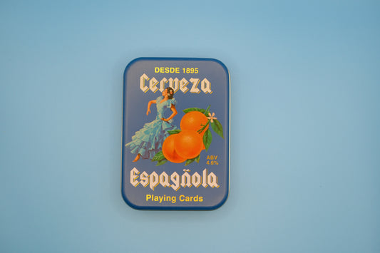 Blikje met speelkaarten cerveza